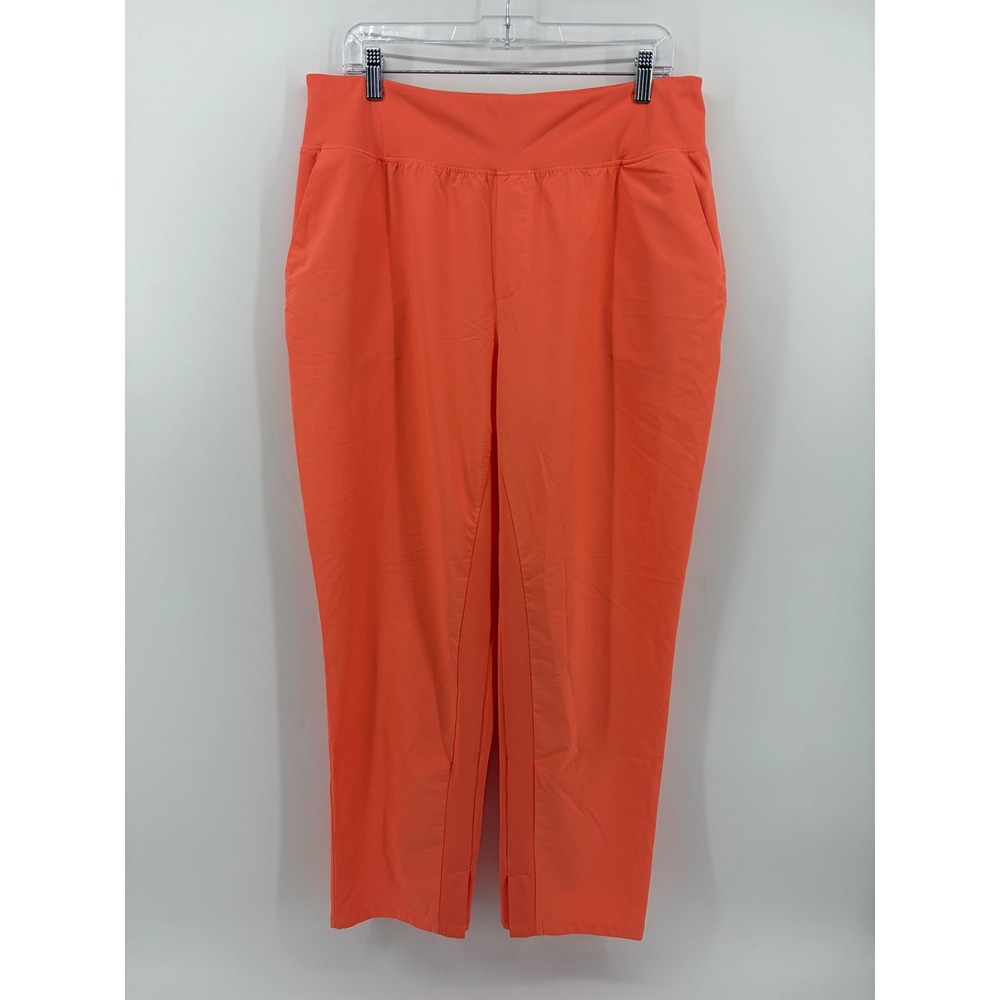 Zuda Womens Large Pink Peach Orange Athletic Pants Studio Park High Rise Pockets